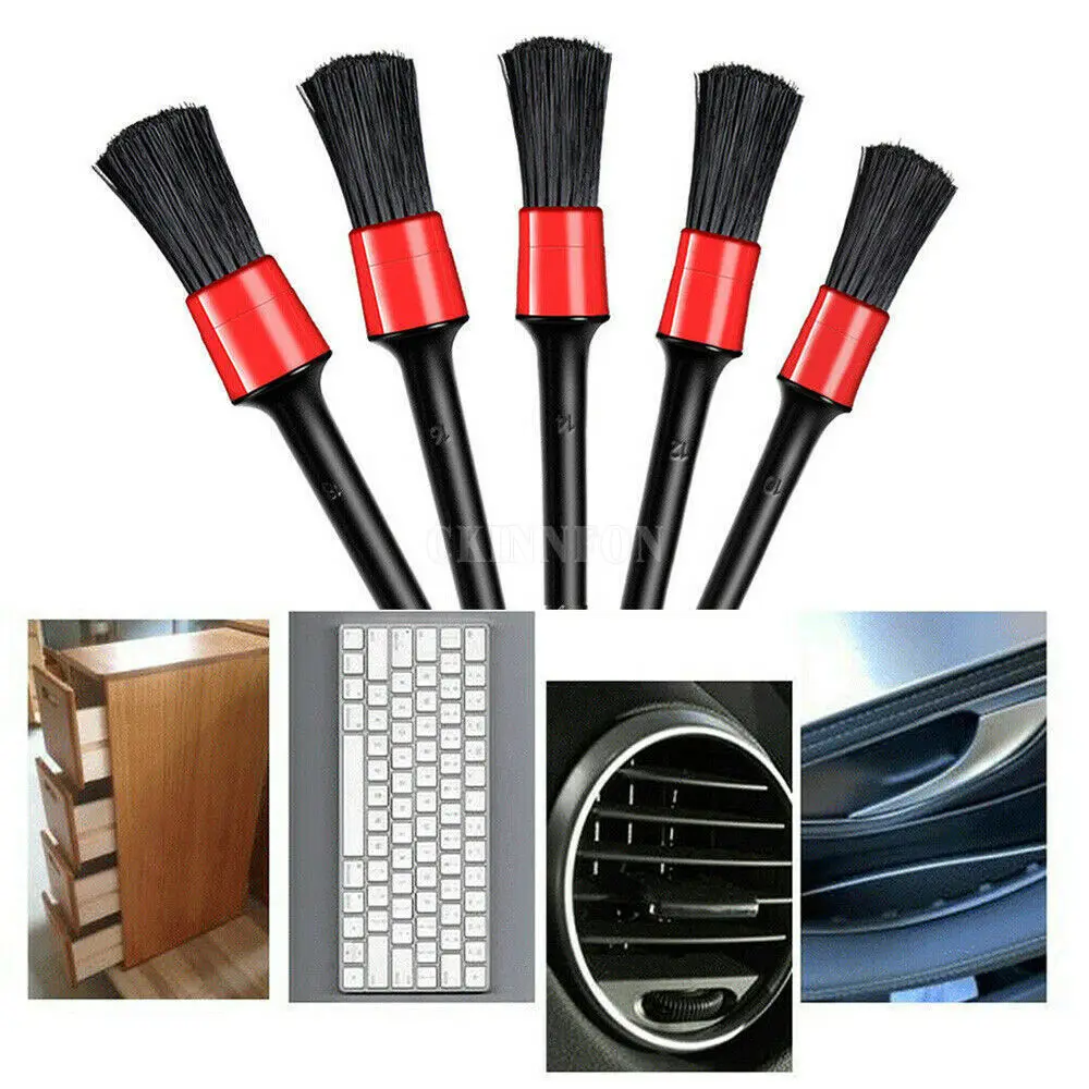 20Sets Multi-Functional Car Detailing Brushes Car Wash Slit Brush Clean Seat Detail Brush Natural Boar Hair Brushes