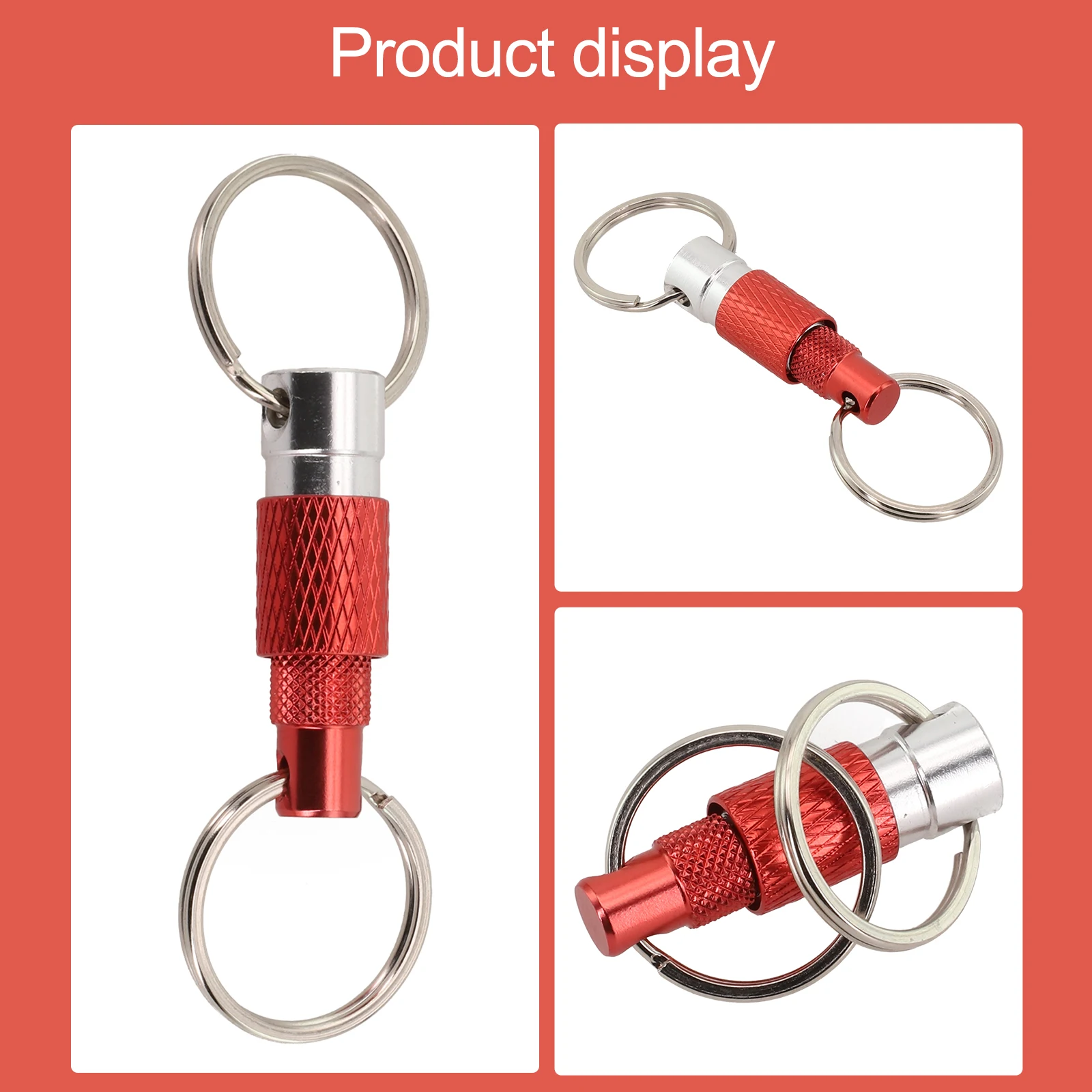 Befestigen Sie an Taschen für Outdoor-Aktivitäten ° Rotations-Schlüsselanhänger, Doppelring-Schnalle, hochfestes Aluminium, innovatives Design – Detail 24