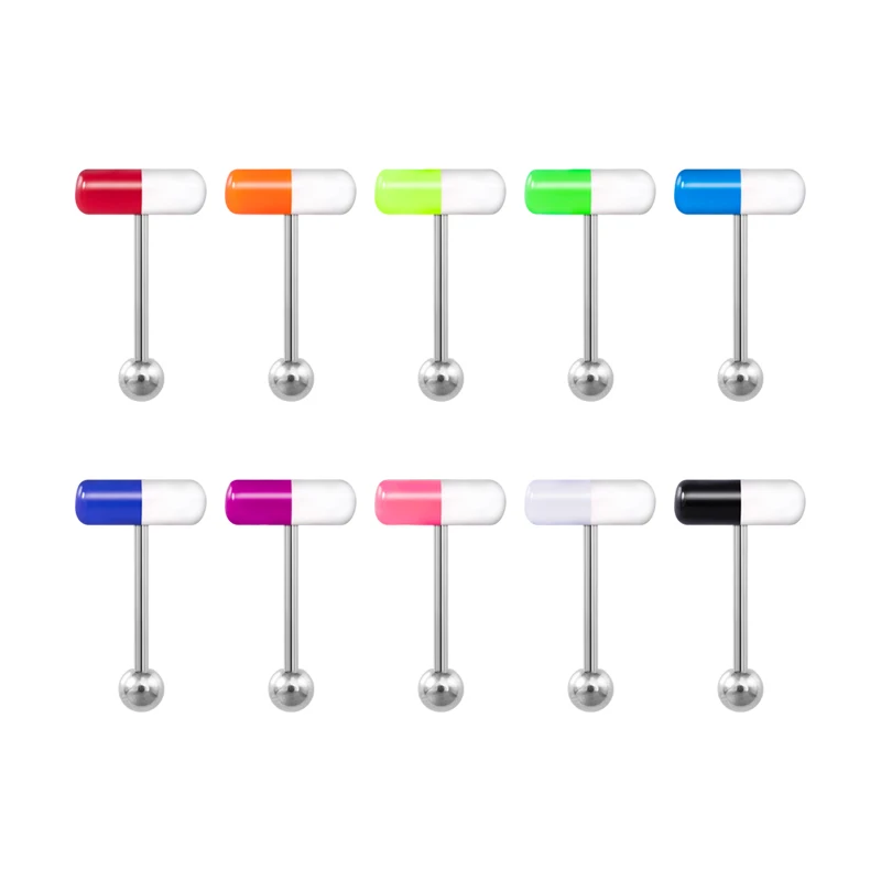 Piercing Jewelry Body Piercing Jewelry Body Jewelry 1/3PC Colorful Capsule Tongue Rings Acrylic Mixed Color Surgical Steel Tongue Piercing Women Body Jewelry Gift