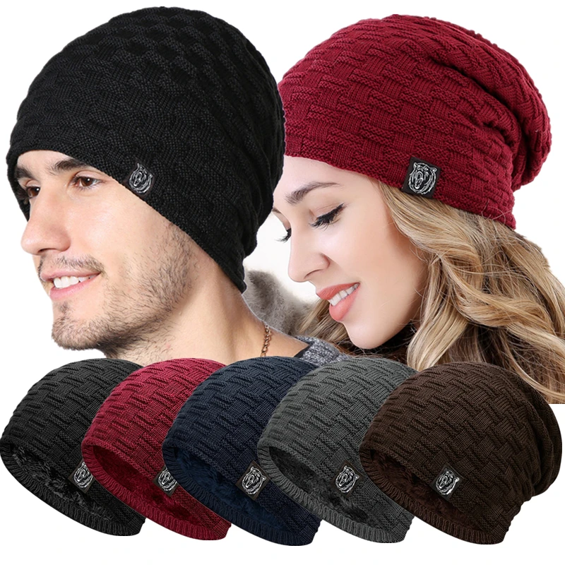 Hot Sale Unisex Tiger Label Winter Hat Plush Fur Warm Beanies Hat Fashion Knitted Hat For Men Women