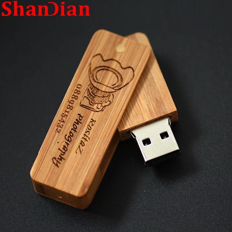 Free Logo 128Gb Usb Flash Drive Gift Key Chain Pen Drives 64Gb Rotatable Memory Stick 32Gb Business U Disk 16Gb 8Gb 4Gb Walnut