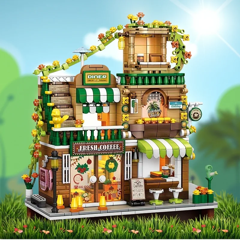 Urban Series Building Blocks Street View Cafe House Model Miniature Architecture