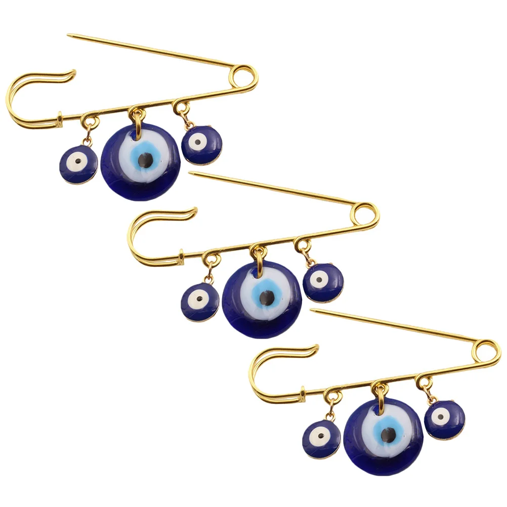 합금 송진 스웨터 여성용 가디건, 골드 장식, 이블 아이 핀 브로치, 의류 코트 스카프, 3 개