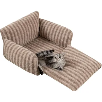 Cat Bed Fluffy Plush Mutifuctional Double-Layer Soft Pet Couch Orthopedic Sofa Nest Beds for Small Cats and Dogs, 2
