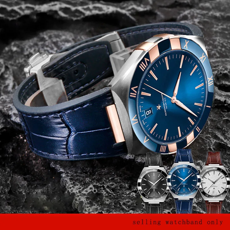 Cinturino Con Base In Silicone In Vera Pelle Per Omega Constellation Series Perfect Obatory 131.13 Cinturino Per Orologio Serie Manhattan