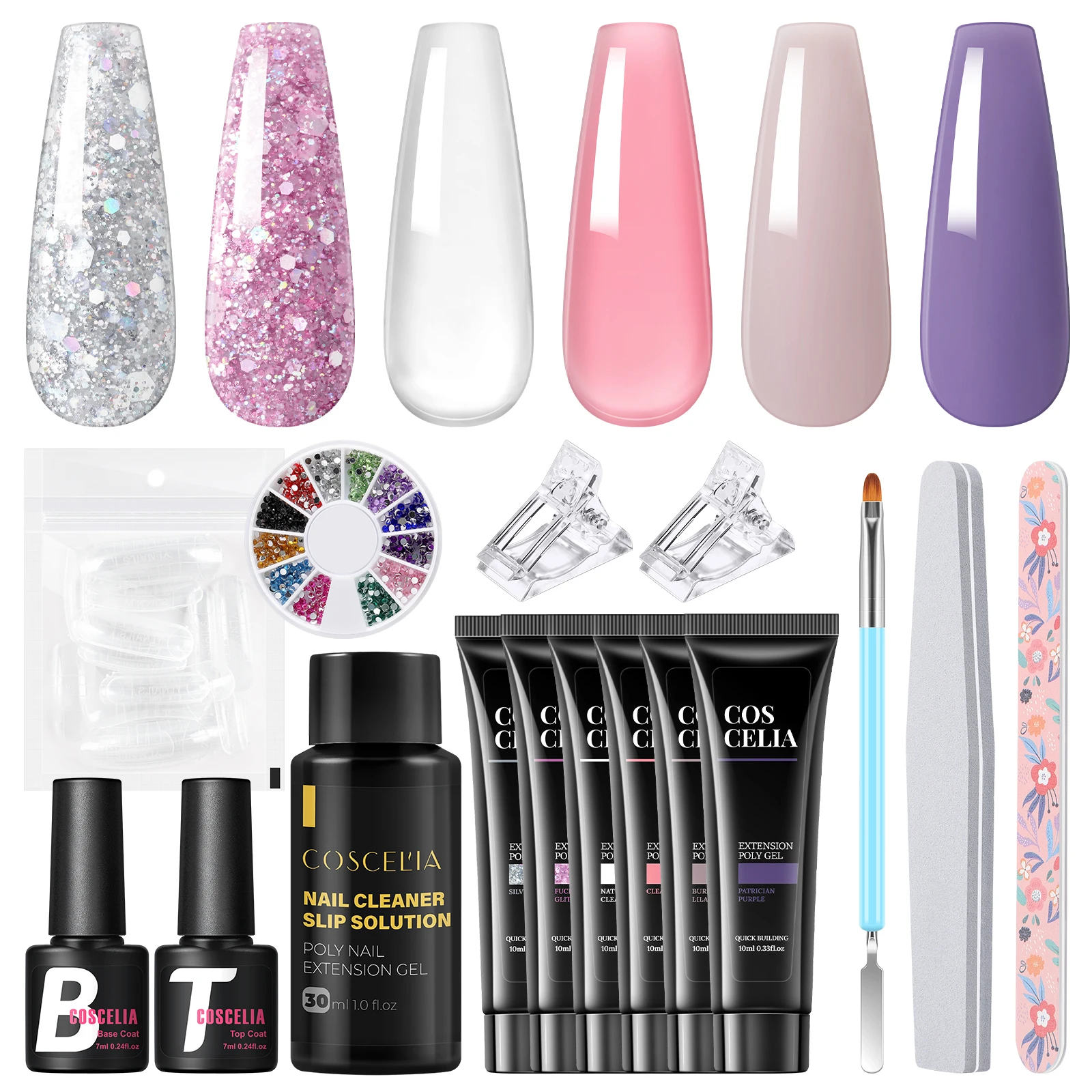 COSCELIA 10ml Nail Extension Gel Set Clear Nude Quick Nail Prolong Acrylic Crystal Extend Mold Nail Art Construction Gel Varnish 3