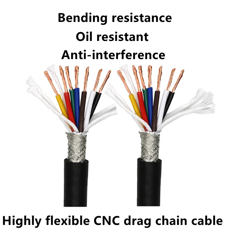 100m 2-40core High Flexible Shielded Drag Chain Cable TRVVP 26-11awg Folding Oil Resistant Cnc Machine Tool Signal Control Cable