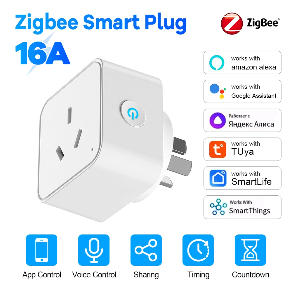 BSD65 อาร์เจนตินาปลั๊ก 16A/20A Zigbee สมาร์ทซ็อกเก็ต Power Monitor บลูทูธควบคุม Timer Group Voice สําหรับ Alexa Google Home 1