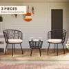 3 Piece Bistro Set, Modern Outdoor Wicker Patio Furniture with Tempered Glass Table Top and 2 Chairs, Washable Cushions 1