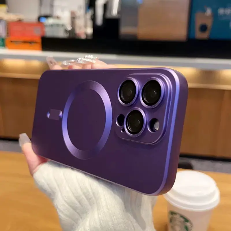 Luxury Magsafe Wireless Charge Phone Case For iPhone 14 Pro Max 13 12 11 Plus Soft Magnetic Matte Bumper Lens Protection Cover_voghion.com