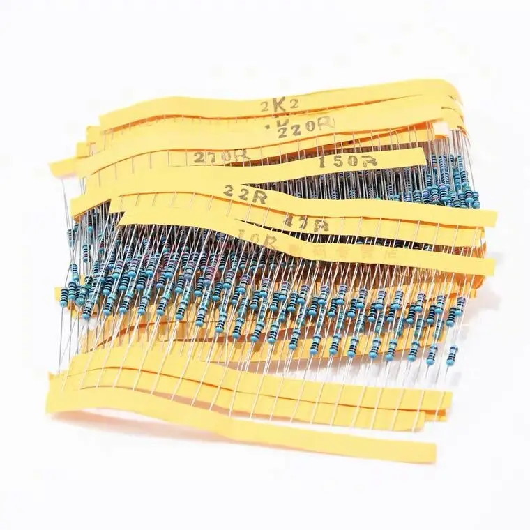 100pcs 1/4W Metal film resistor 1R ~ 1M 100R 220R 330R 1K 1.5K 2.2K 3.3K 4.7K 10K 22K 47K 100K 100 220 330 1K5 2K2 3K3 4K7 ohm metal film resistors metal film resistor