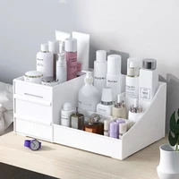 1pc White New Drawer Makeup Storage Box Dormitory Finishing Plastic Shelf Cosmetics Skin Care Dressing Table Desktop 2