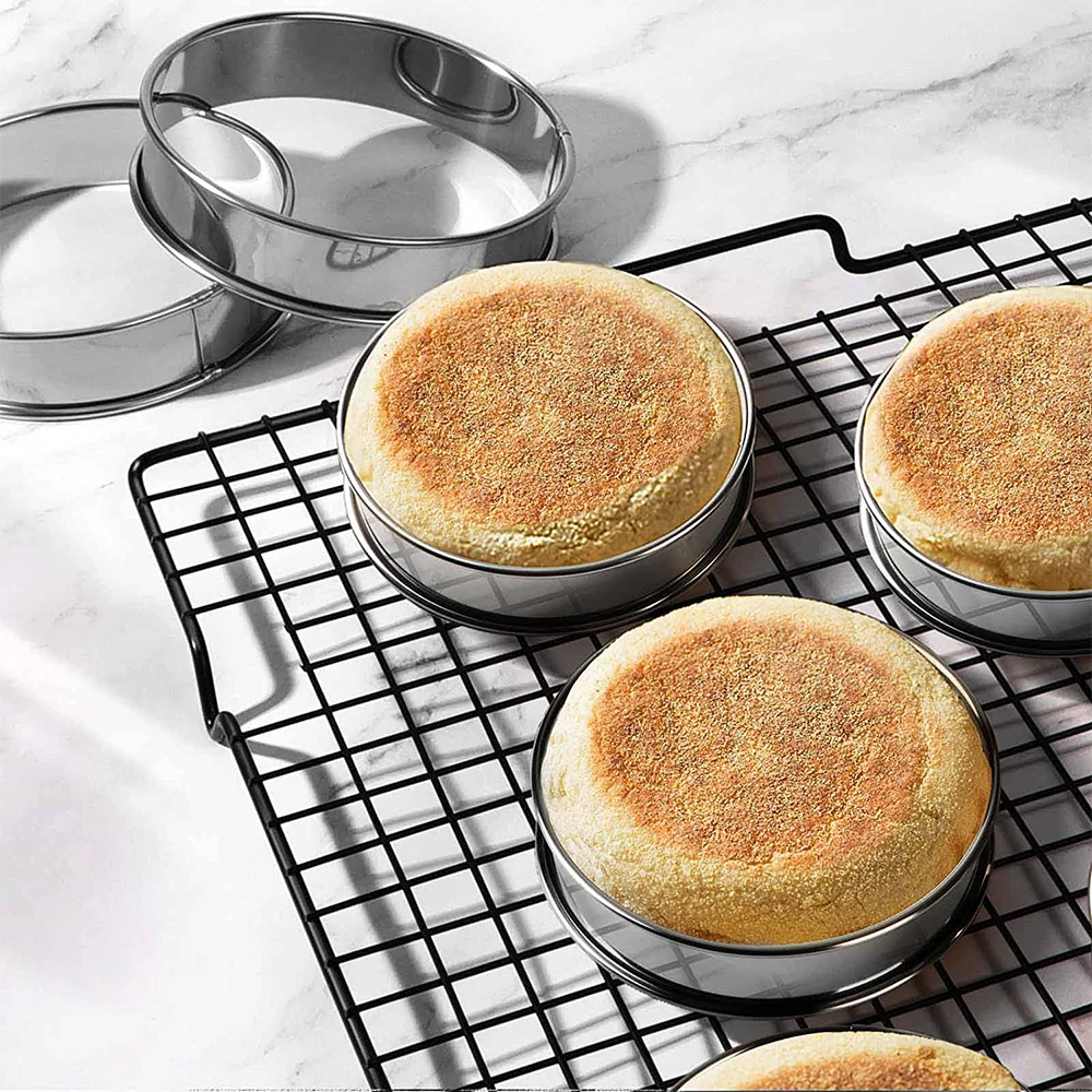 2/3pcs Muffin Tart Rings Double Rolled Tart Ring Stainless Steel Muffin Rings Metal Round Ring Mold for Food Making