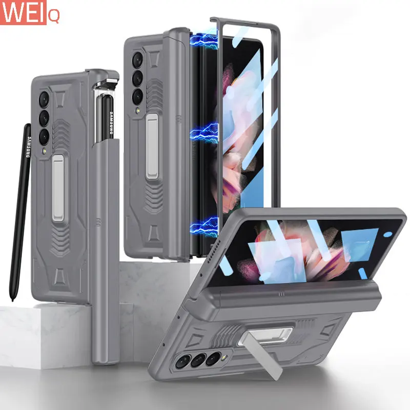 

Magnetic Screen Glass Holder Cover For Samsung Galaxy Z Fold 3 All-included Slide Pen Case Plastic Galaxy Z Fold3 Cover ZFOLD3