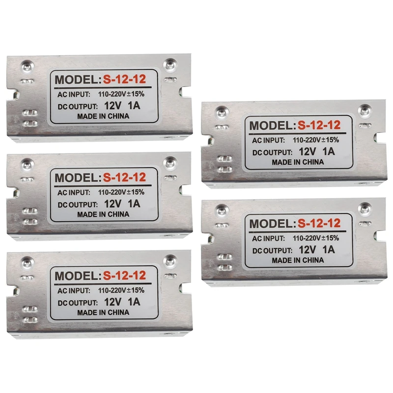 

5X Voltage Transformer Power Supply AC 110/220V To DC 12V 1A Silver
