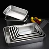 Thicken Stainless Steel Square  Cake Bread Basin Deep Plate Fruit Food Storage Tray  HandleLoaf Pans Kitchen Baking Dish  2
