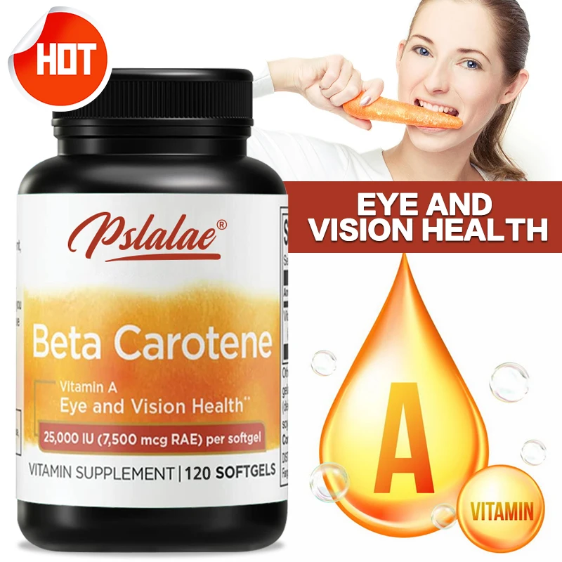 

Premium Carotene Vitamin A 25000 IU Skin Eyes Immune System Health Antioxidant Support 7500 Mcg Non-GMO