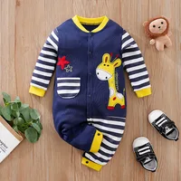 Spring And Autumn Boys And Girls Cute Cartoon Giraffe Printed Cotton Comfortable Long Sleeve Baby Bodysuit 1