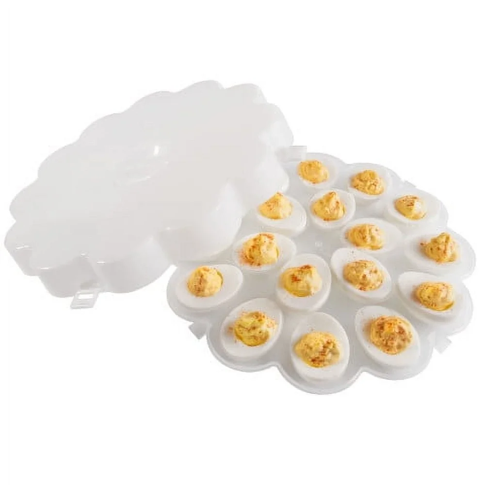 Set of 2 Deviled Egg Containers with Lids Holds 36 Eggs Food Storage Trays Snap On Lid Great Parties ets and Transport
