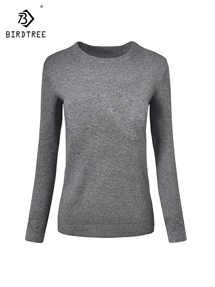 

Birdtree 63.9%Real Silk 10.2% Cashmere Men's Bottom Shirt Round Neck Thermal Underwear Inner Outer Wear Autumn Winter P30774QC