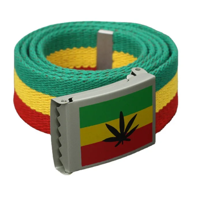 Jamaican color blocking canvas belt trendy casual belt for men and women's versatile Korean version belt