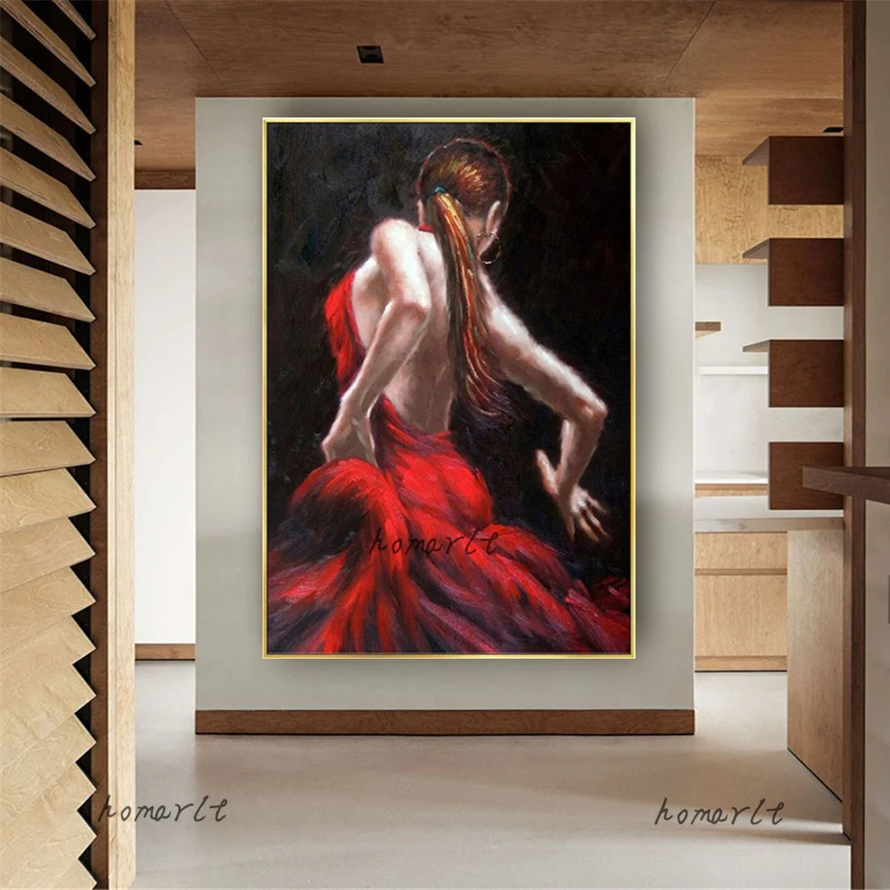 Sexry Girl With Dress Beautiful Art Canvas Poster 100% Handmade Character  Oil Painting Wall Picture Decor Home Live Room Image - AliExpress