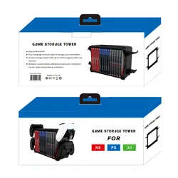 Ultimate Gaming Organizer: Multi - Console Game Disk Rack & Controller Stand Holder (Black)