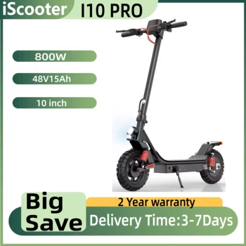 Monopattino elettrico iScooter i10Pro per adulti, motore da 800W, batteria 48V15Ah, pneumatici da 10 pollici, pieghevole.