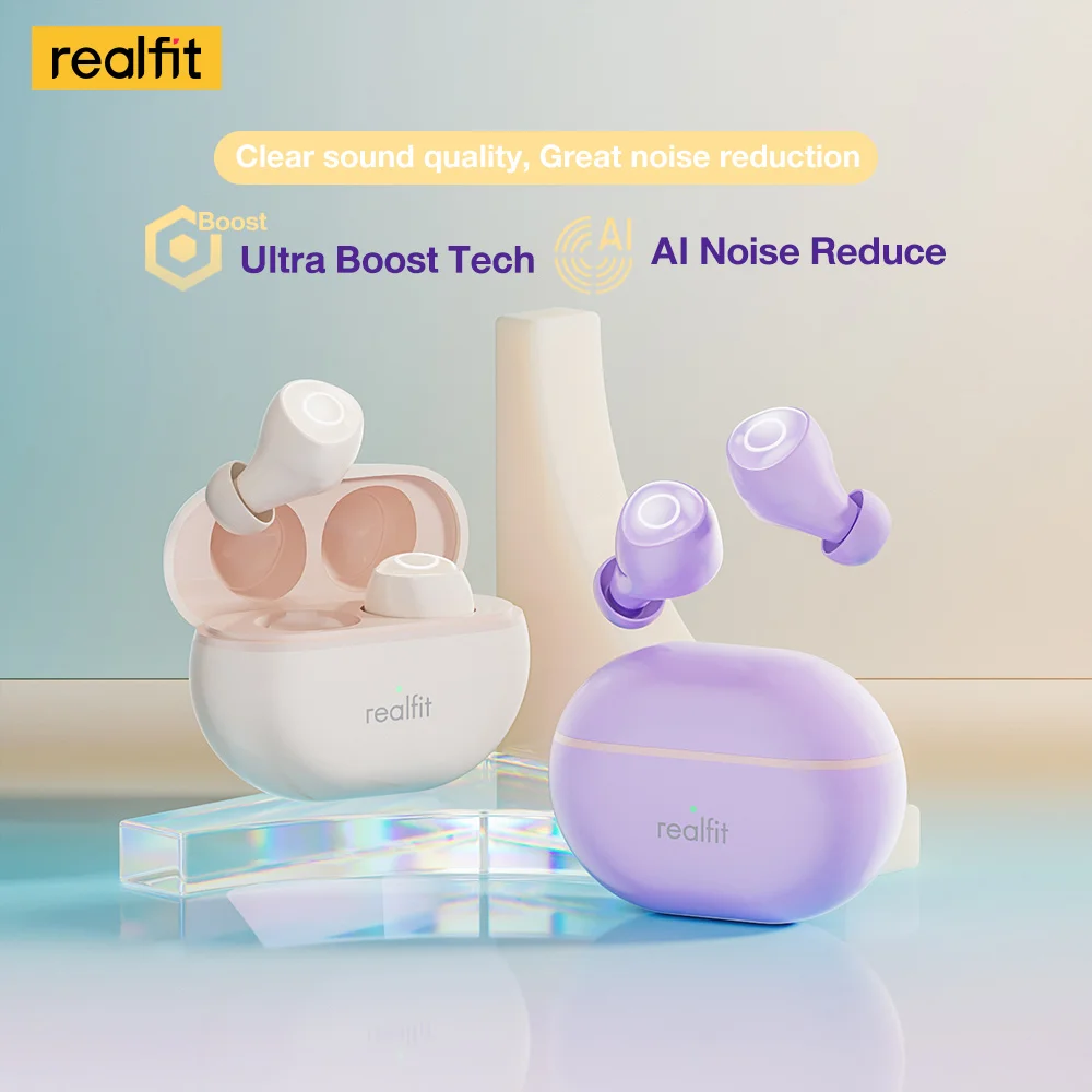 Realfit F4 Mini ANC Bluetooth Earphones 40dB Active Noice Cancellation HIFI Heavy Bass Wireless Earbuds for realme xiaomi bluetooth earbuds