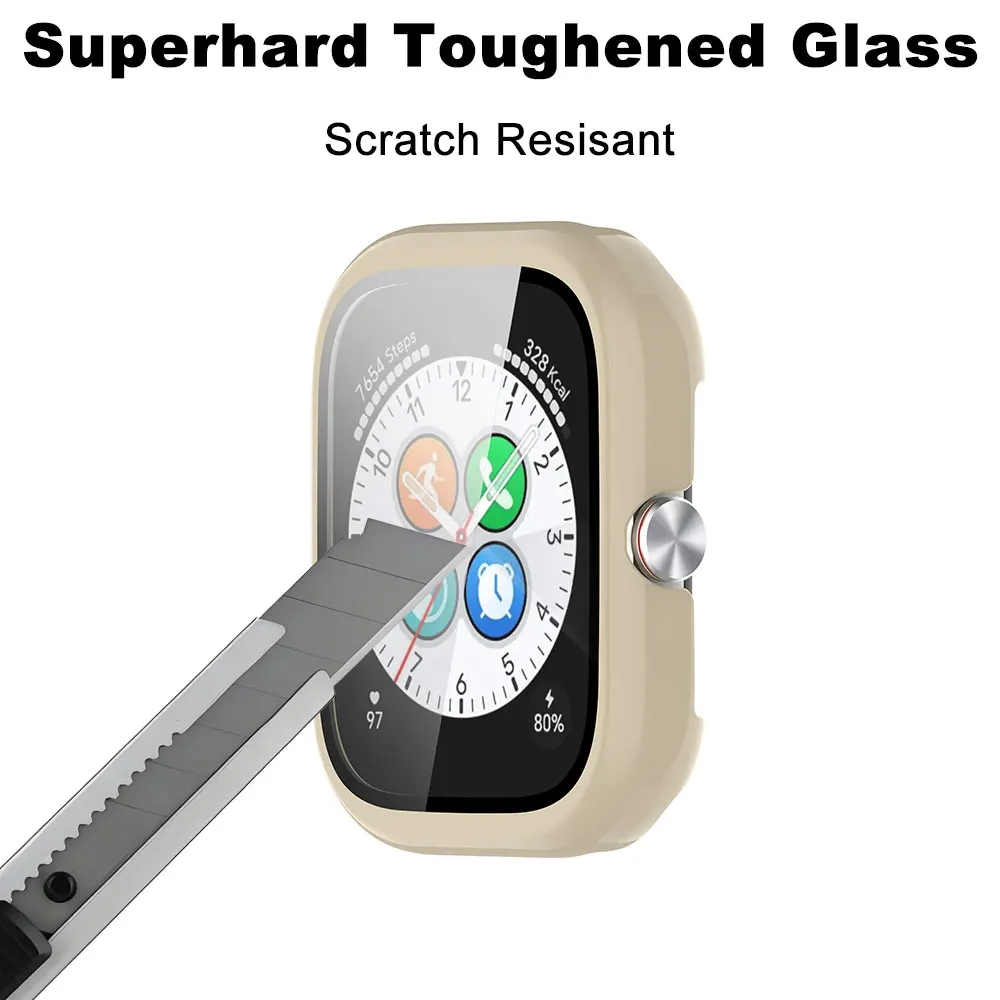 Durable Tempered Glass Watch Case with Screen Protector and Dustproof Frame