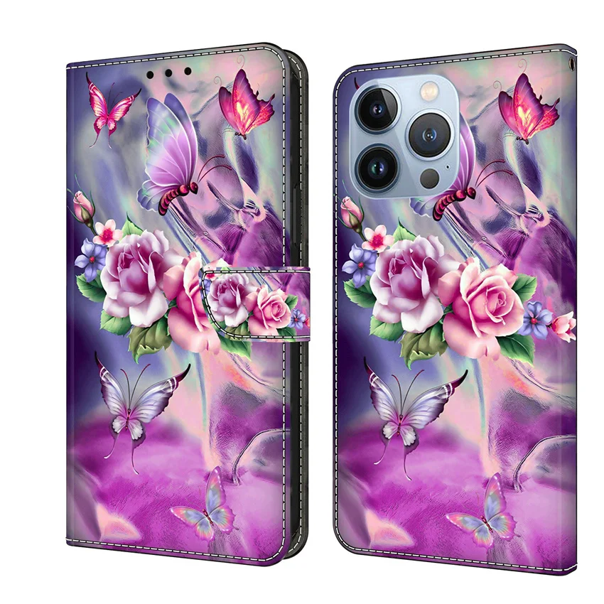 For Xiaomi Redmi Note 12 5G Pattern Printing Wallet Phone Case PU Leather  Magnetic Closure Stand Flip Cover - Lotus Wholesale