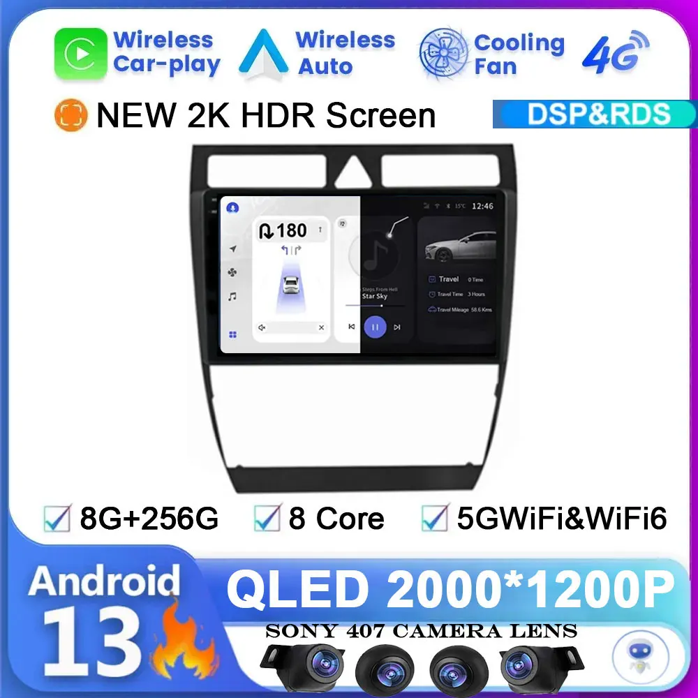 

Автомагнитола на Android 13 для Audi A6 C5 1997-2004 S6 1999-2004 RS6 2002-2006 мультимедийный плеер 2DIN Carplay Стерео GPS DVD головное устройство