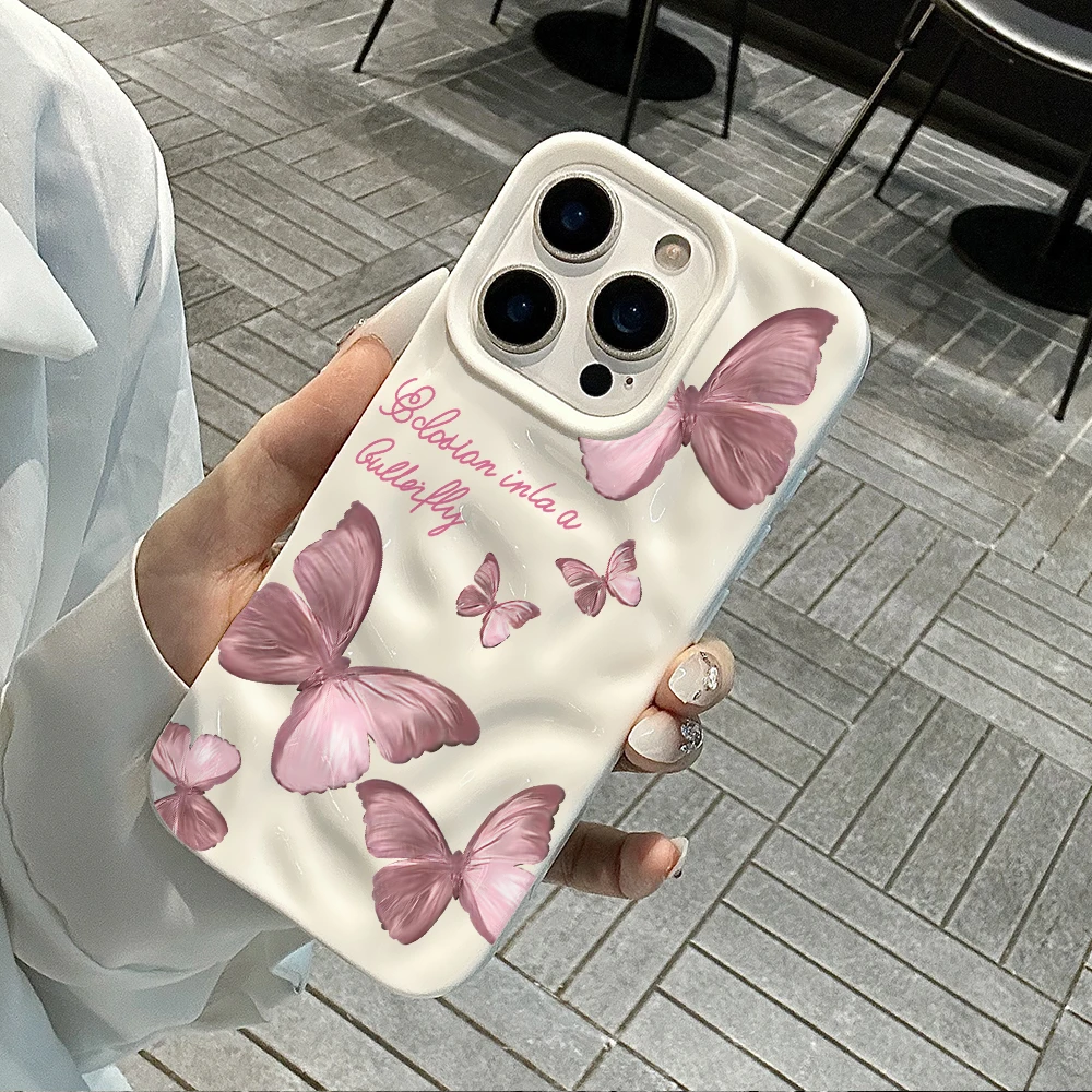 Luxury Butterfly Pattern Candy Color Shockproof Phone Case - Fashionable Cover
