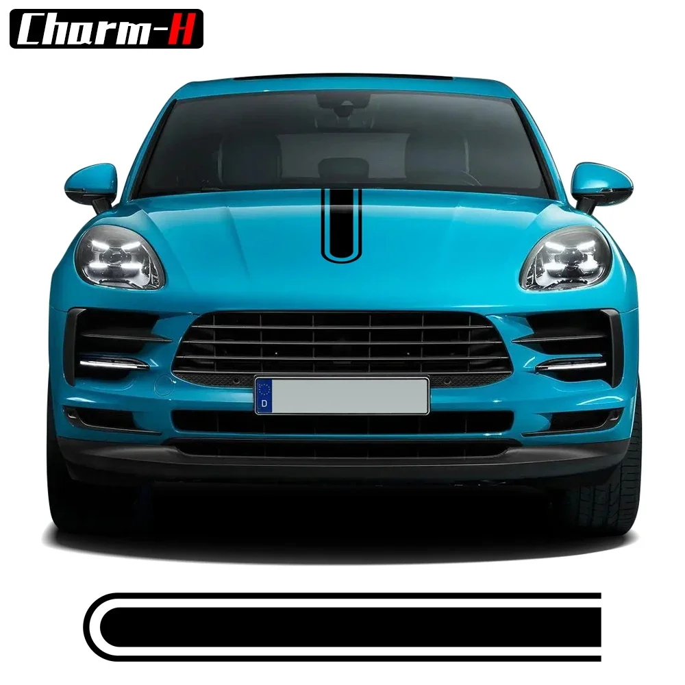 1 Pezzo Car Hood Racing Stripes Bonnet Decal Stikcers Per Porsche Macan T S Gts 2014-2023 Accessori