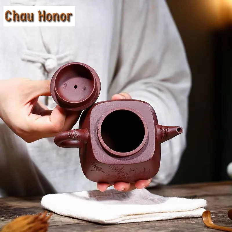 280ml Classic Yixing Purple Clay Handmade Teapot Raw Ore Zhu Mud Filter Tea Pot Household Zisha Quartet Kettle Tea Set Supplies