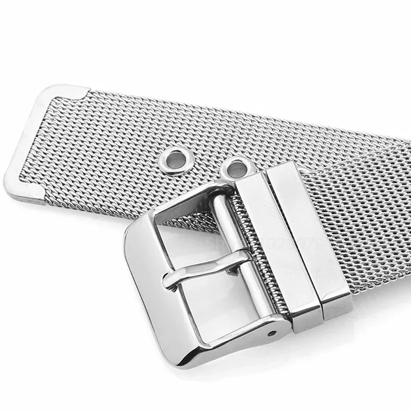 Premium Mesh Milanese Stainless Steel Watch Band with Pin Buckle - Adjustable 0.4mm Strap