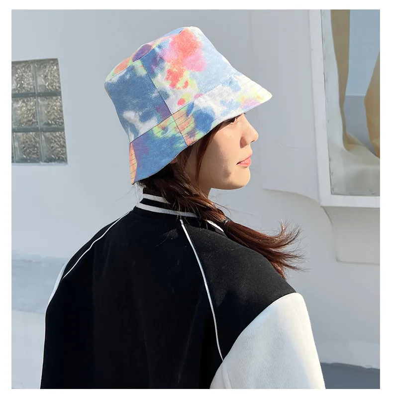 white bucket hat New Arrival Cotton Printed Tie-dye Fisherman Hat for Women Spring Fashion Trend Sunscreen Leisure Travel Foldable Bucket Hat best bucket hats