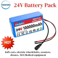 👍 Batterie au Lithium 24V 100Ah 7S3P 18650, haute capacité, 24V, 100000mAh, rechargeable, avec chargeur 2A, pour l'électronique, nouveau 2