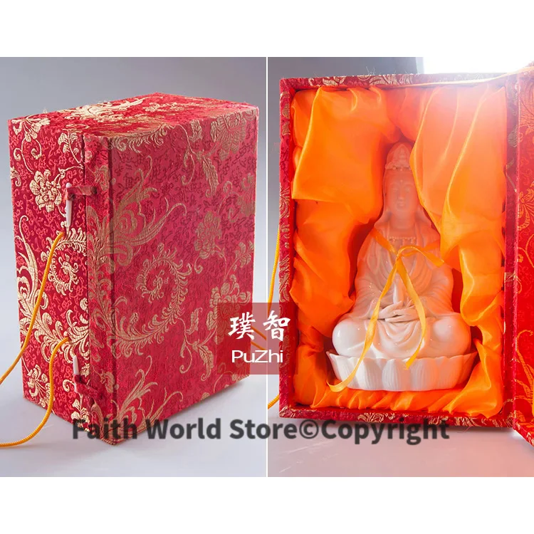

Special Offer--21CM TALL-HOME Spiritual protection Bless family # Handmade White porcelain Lotus Guanyin Buddha FENG SHUI statue