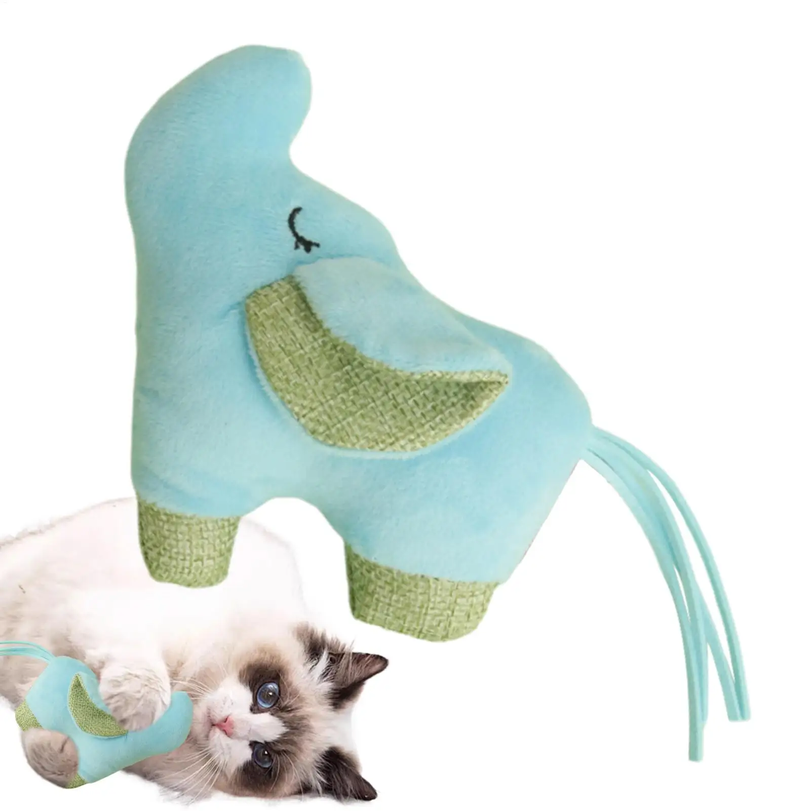 Catnip Toys Elephant Plush Crinkle Sound Cat Toys Teething Games Pet Supplies Teaser for Indoor Kitten Chew Scratching Playing