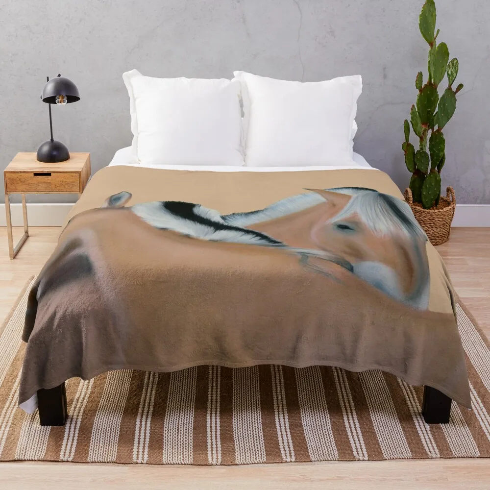 Fjord ponies mutual itching session Throw Blanket Fluffy Blankets Large