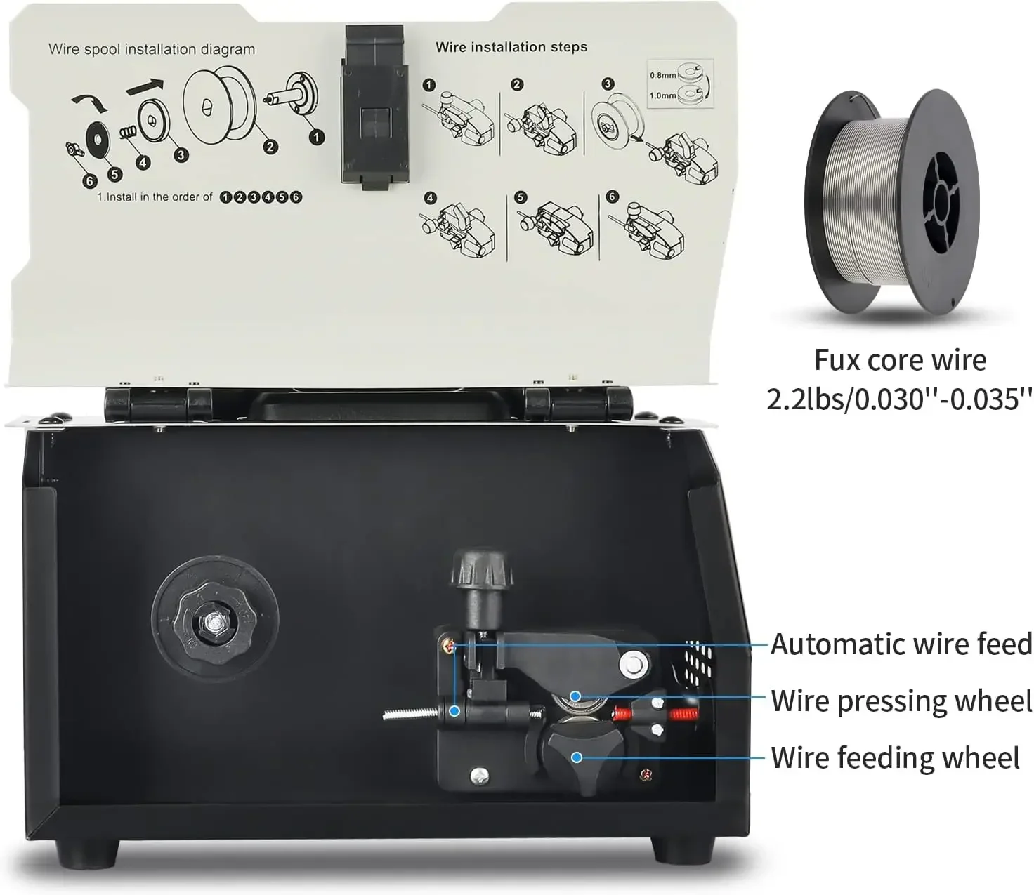 MIG Welder Flux Core Welder Machine 110V 130Amp Gasless MIG Welding Machine IGBT Inverter Welder Portable Wire Feed