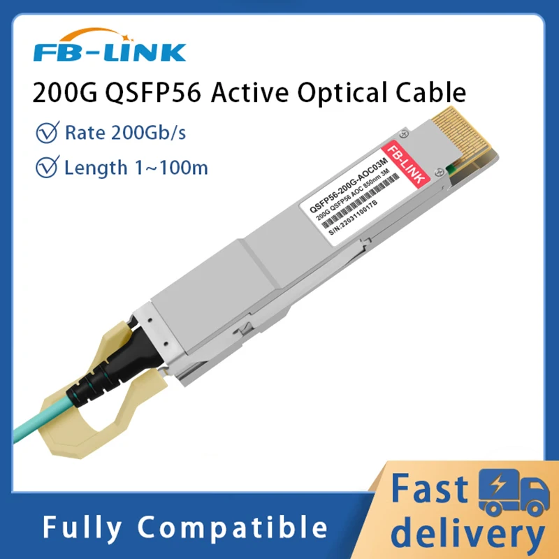 200G AOC Cable QSFP56 to QSFP56  OM3 1/3/5/7/15/20M  LSZH Active Optical Cable compatible with Mellanox/ Mikrotik/Cisco switch mfa1a00 e005 mellanox® active fiber cable ib edr up to 100gb s qsfp lszh 5m