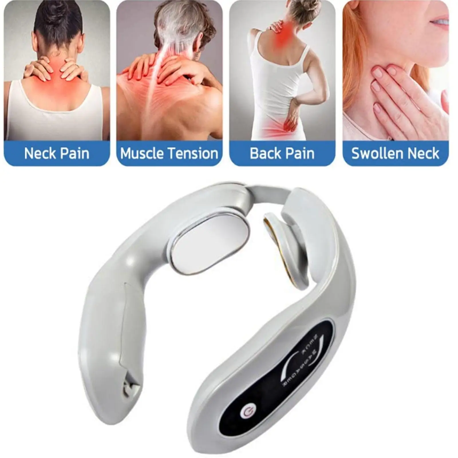 EMS Neck Massager Electric Neck Massage Machine Lymphatic Pulse Heating  Relax Neck Pain Relief Intelligent Cervical Massager - AliExpress