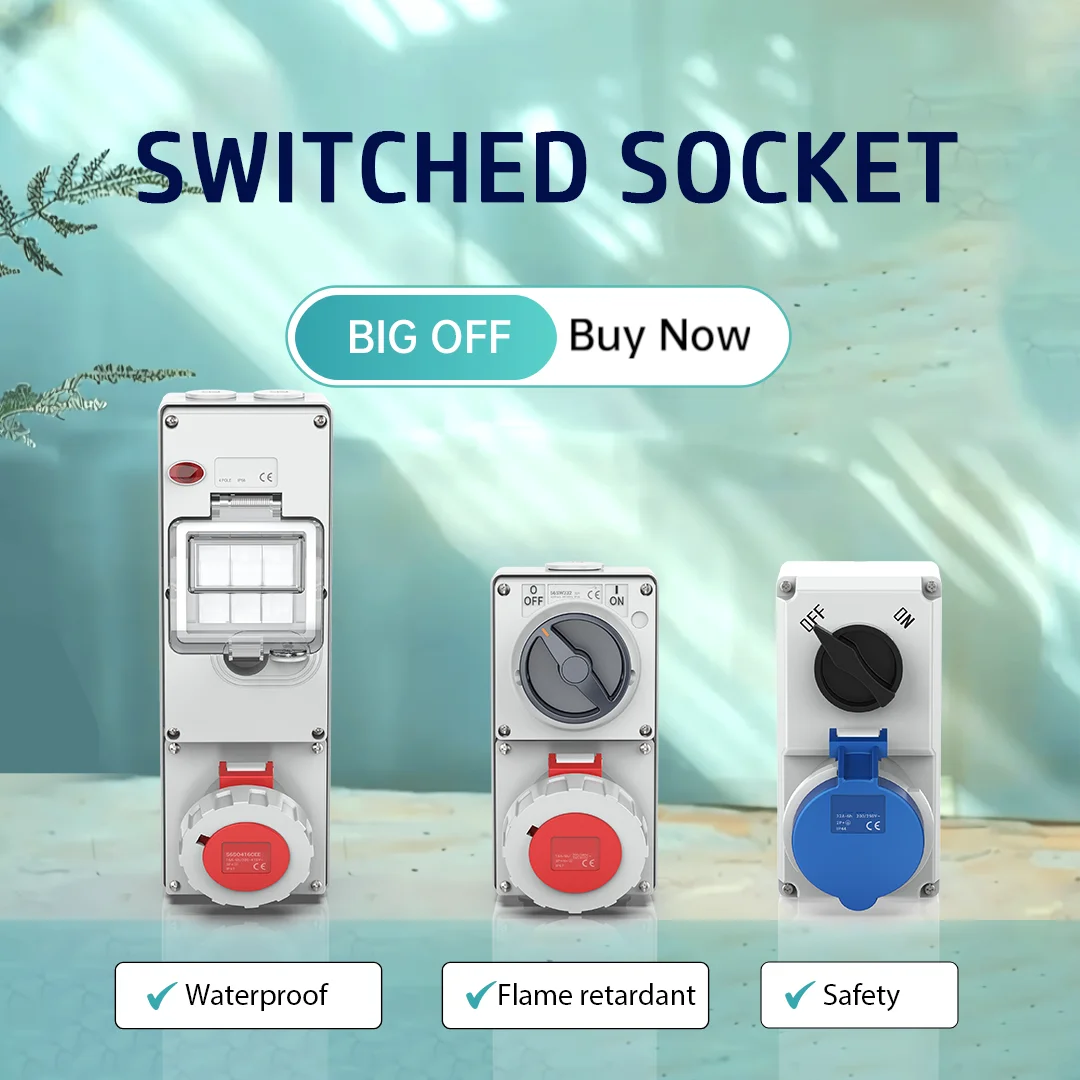 เต้ารับกันน้ำ CEE 3 ขา 32 แอมป์ แบบมีสวิตช์พร้อมระบบป้องกันวงจร สำหรับชาร์จรถยนต์ไฟฟ้า 1