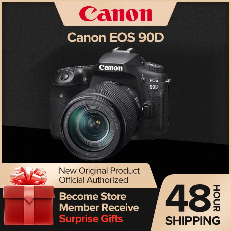 캐논 EOS 90D DSLR APS-C 디지털 컴팩트 카메라, 고화소 사진 전문 카메라, EF-S 18-135mm IS STM 렌즈