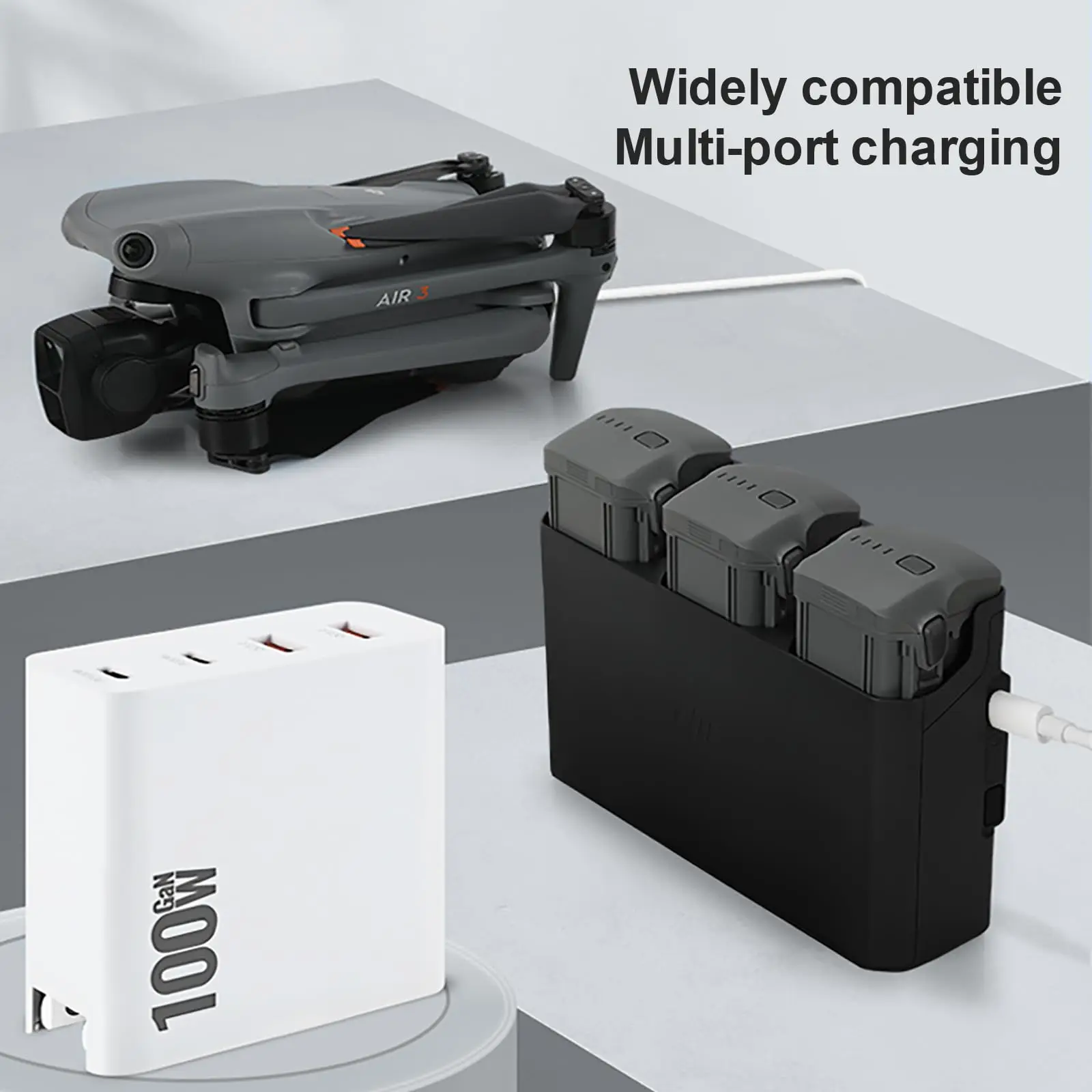 RCSTQ Drone power adapter 100W charger 4 ports QC3.0 Port Fast Charger for DJI Flip DJI NEO Air 3S Mini 4 Pro Drone Accessories