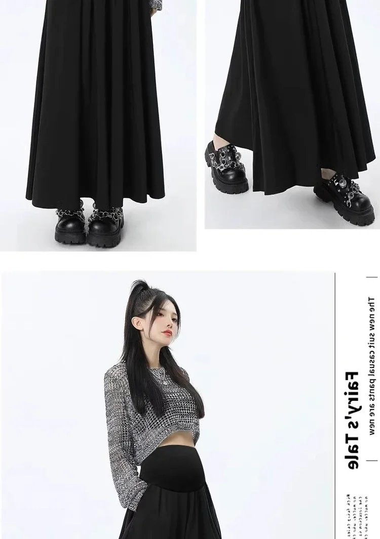 Hohe Qualität Frühjahr Neue Anzug Vorne und Hinten Plissee Schwangere frauen Langen Rock Taschen Bauch Stretching Mutterschaft Langen Rock – Detail 33