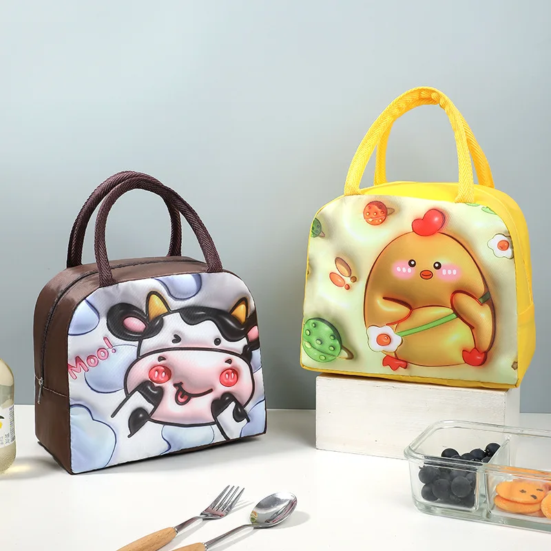 Adorable Insulated Cartoon Kids' Lunch Tote with Zipper
