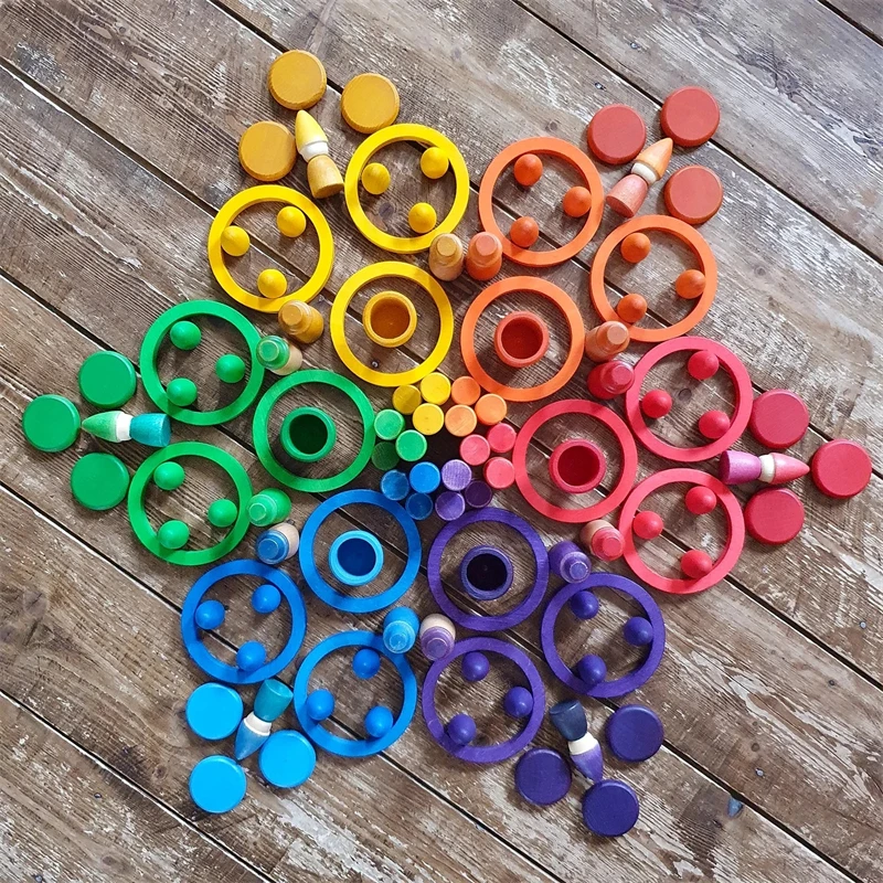 Kids Loose Parts Play Materials Rainbow Blocks Children Wooden Constructor Waldorf  Toys Montessori At Home Toddler Activities - AliExpress